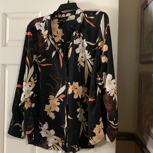 Worthington 3XL Blouse. Black & Oranges.
